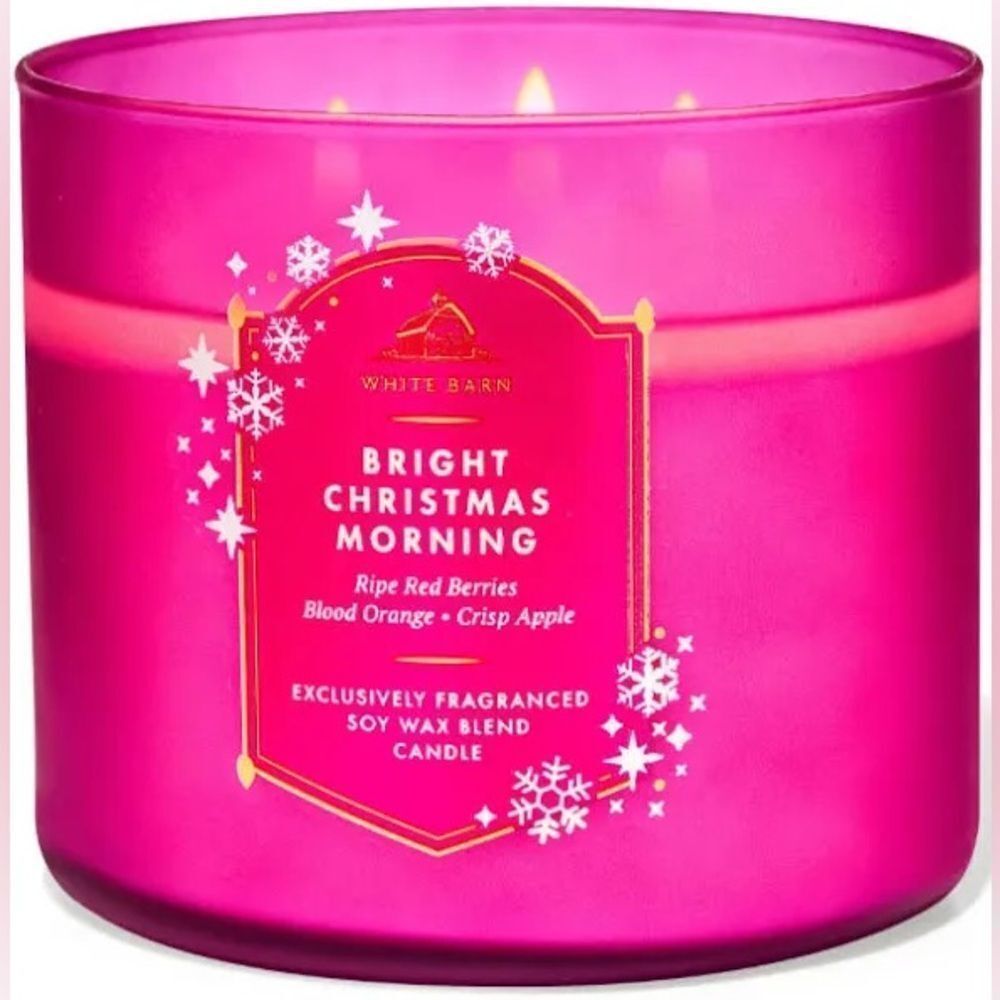 New in box Bath & Body Works BRIGHT CHRISTMAS MORNING 3 Wick Candle,
